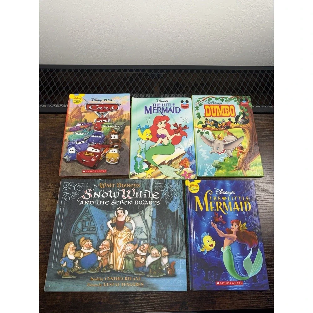 Disney Kids Book Lot5 Cars Little Mermaid‎ Snow White Dumbo Hardcover Storybooks
